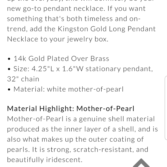 Kingston gold long pendant in white pearl NWT - Picture 6 of 7